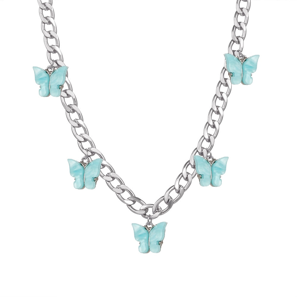Collier en chaîne papillon