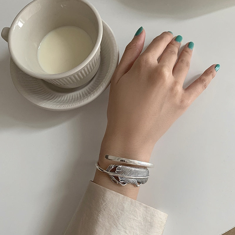 Bracelet en argent - plume