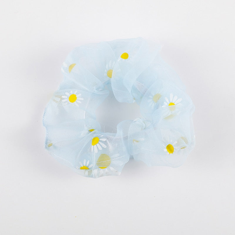 Élastique à cheveux en tissu pour fille avec motif fleur