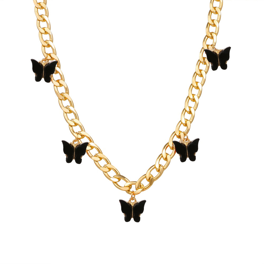 Collier en chaîne papillon