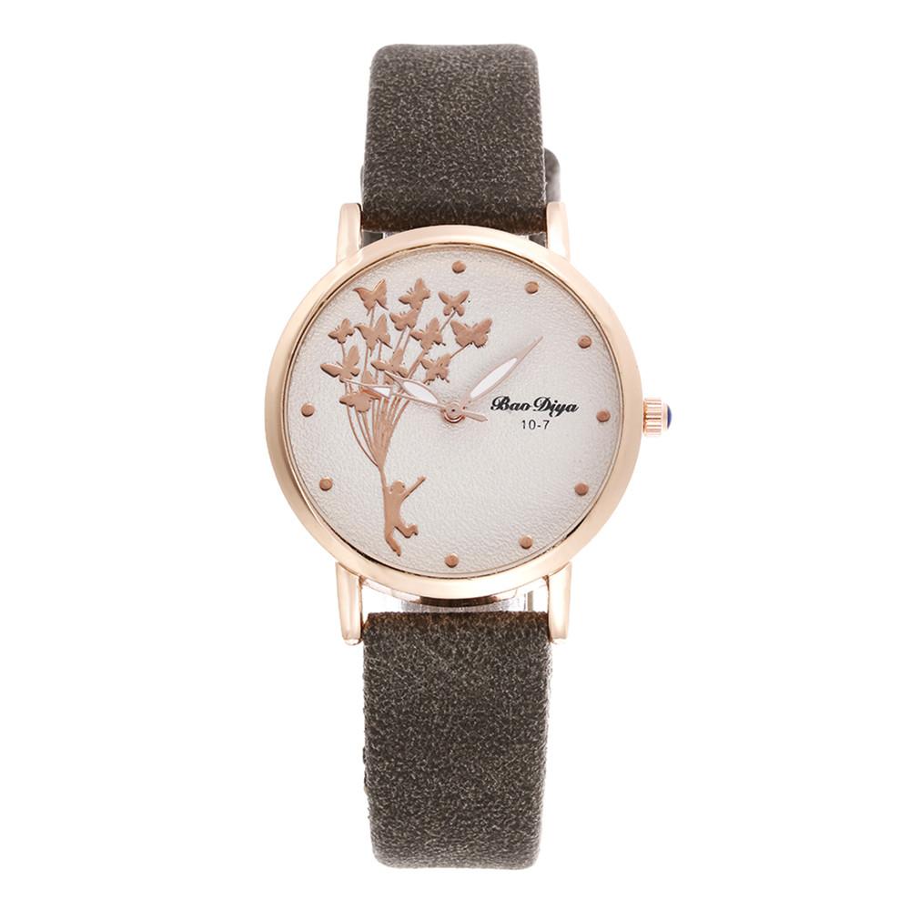 Montre pour femmes en quartz avec motif de papillon
