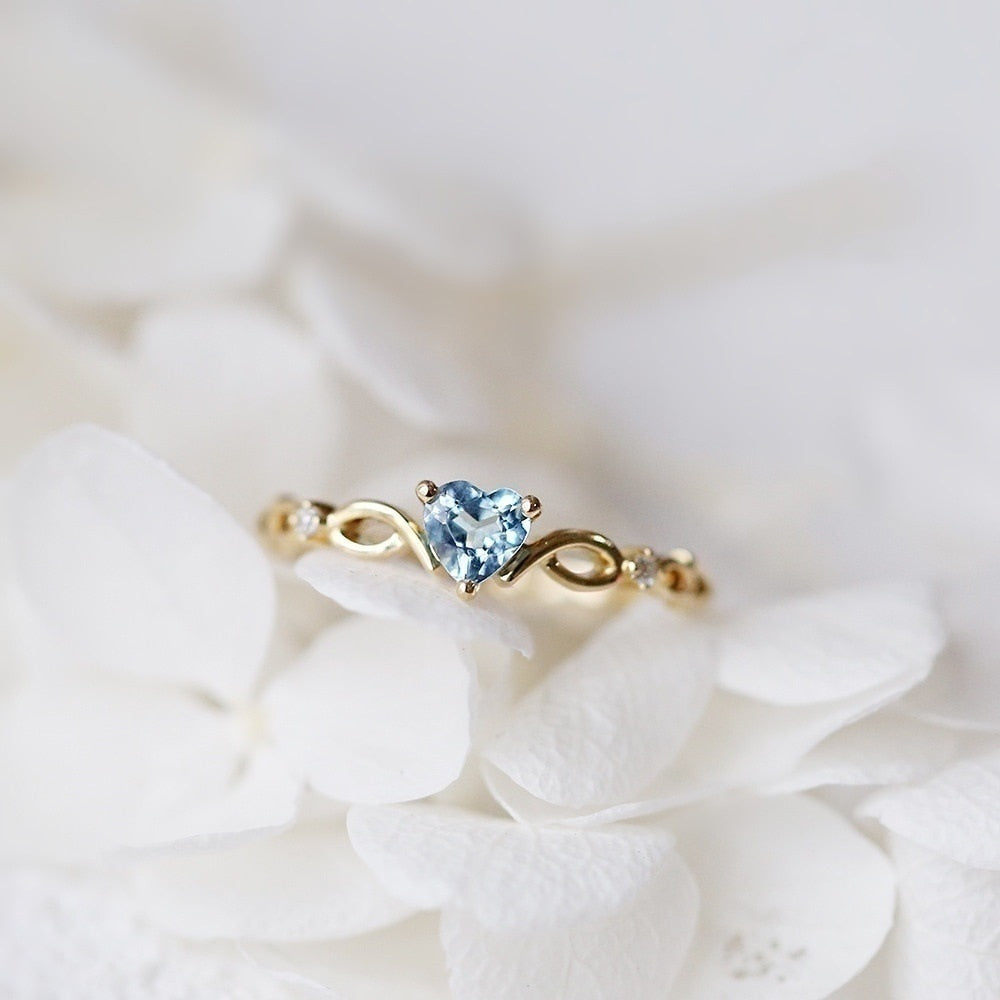 Bague en zirconium en forme de cœur