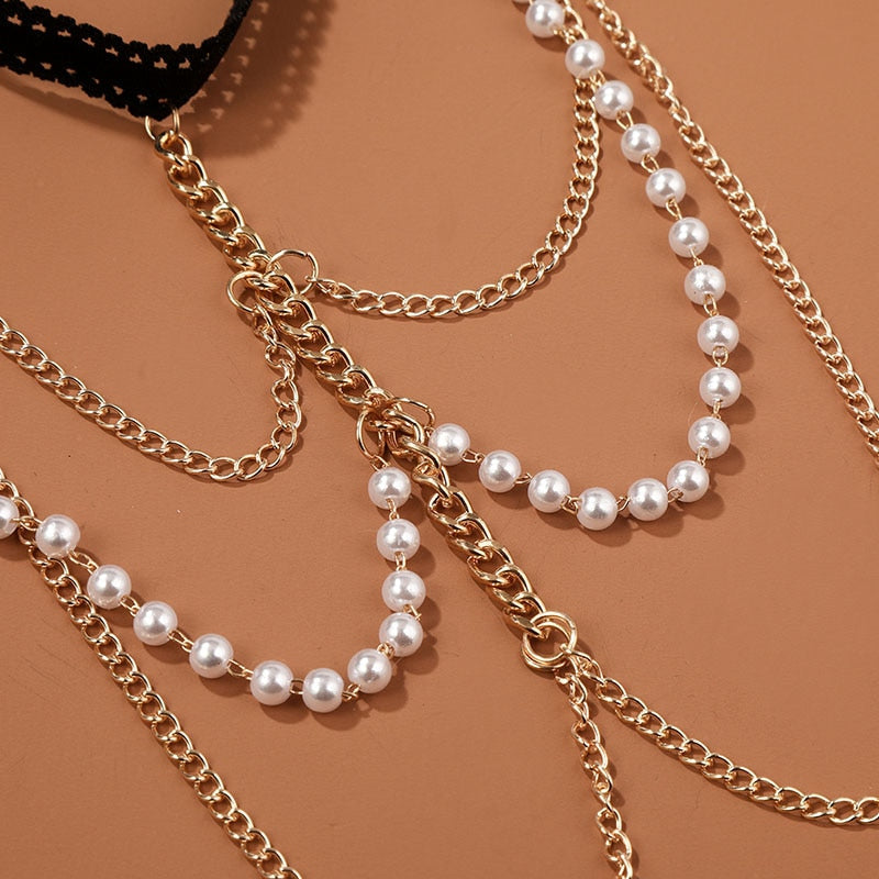 Bracelet de cheville avec des perles d'imitation