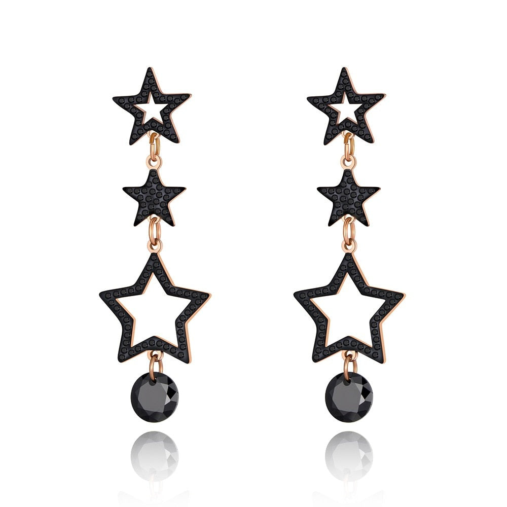 Boucles d'oreilles noires - étoiles