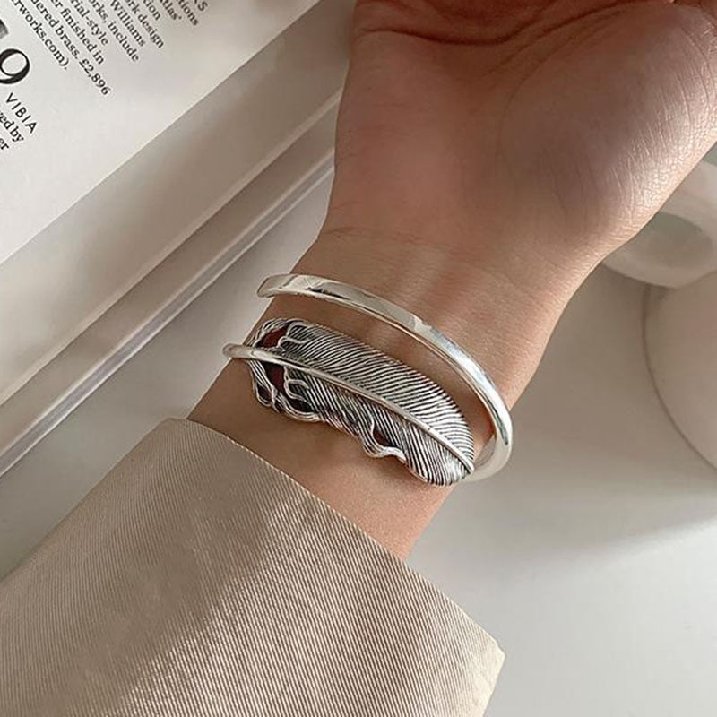 Bracelet en argent - plume