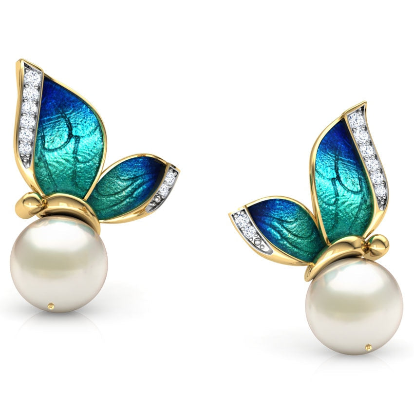Boucles d'oreilles - perles avec des papillons