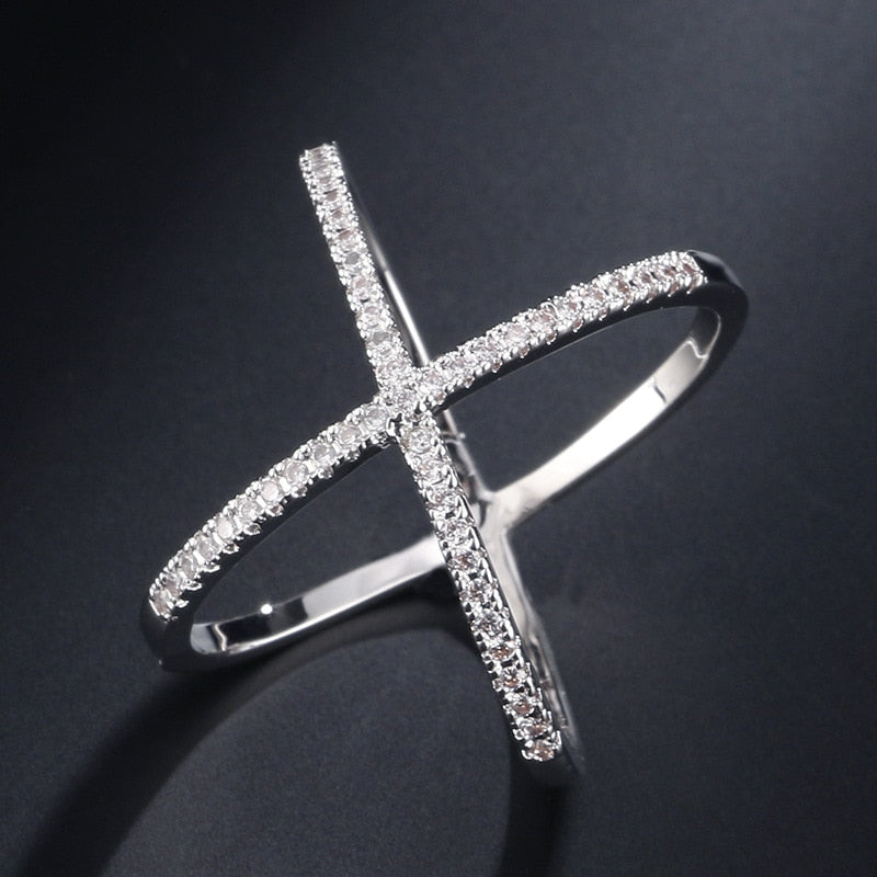 Double bague avec zircons
