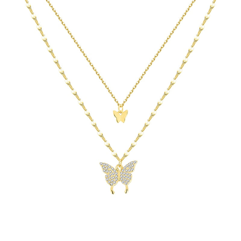 Collier double - papillon