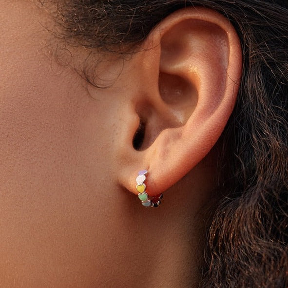 Boucles d'oreilles rondes - cœurs
