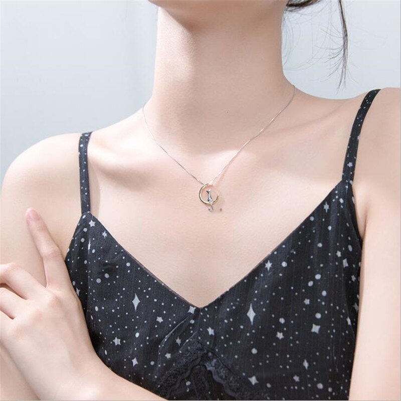 Collier - chat sur la lune