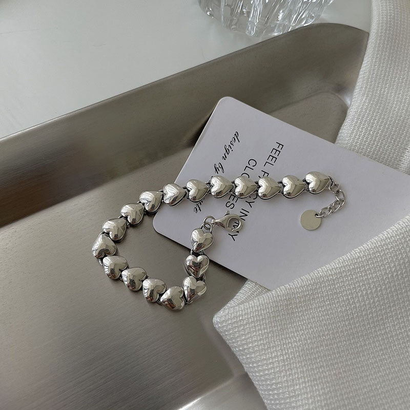 Bracelet avec motif de cœur en argent