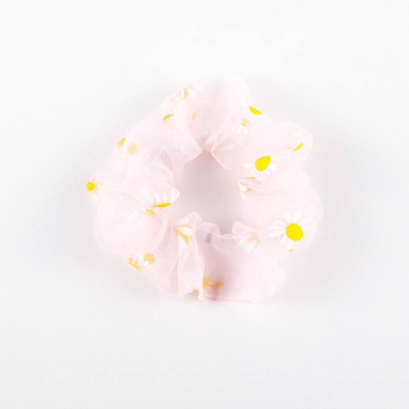 Élastique à cheveux en tissu pour fille avec motif fleur
