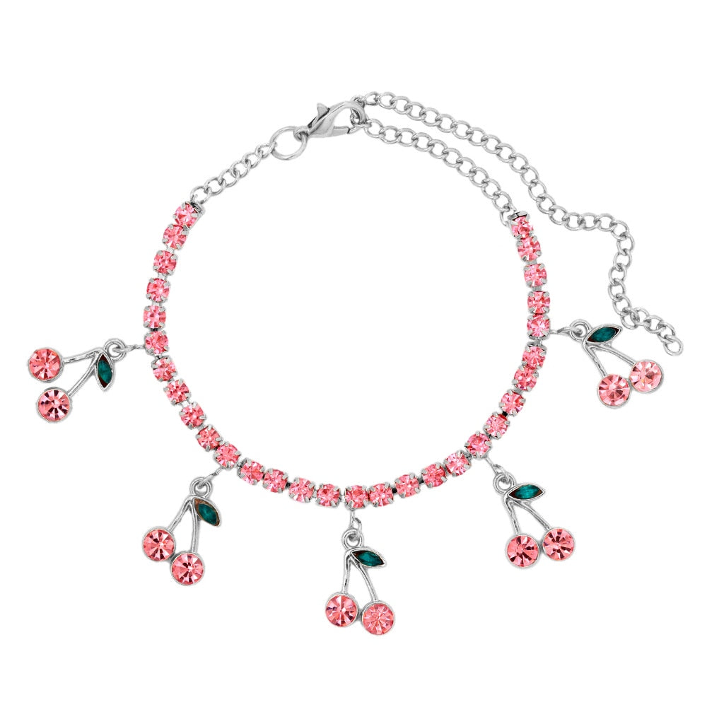 Bracelet de cheville avec des zircons - cerises