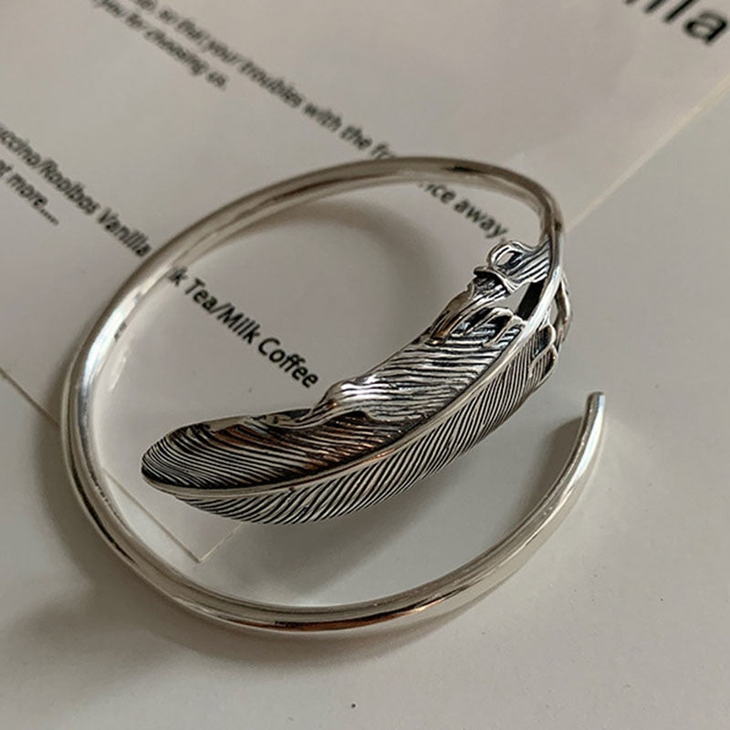 Bracelet en argent - plume