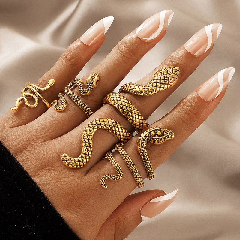 Ensemble de bagues serpent