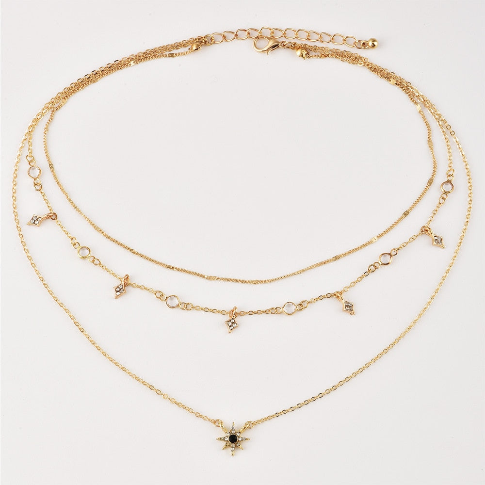 Collier triple avec pendentifs