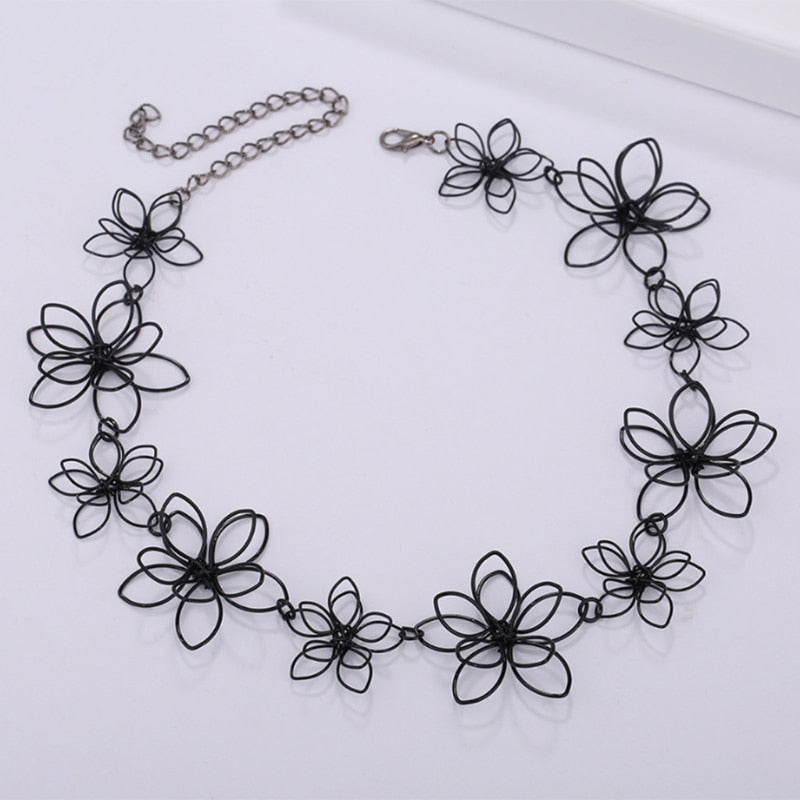 Collier ras du cou - fleurs