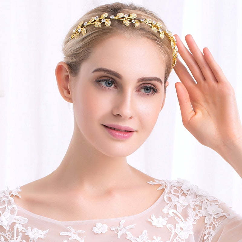 Bandeau pour cheveux - feuilles avec zircons