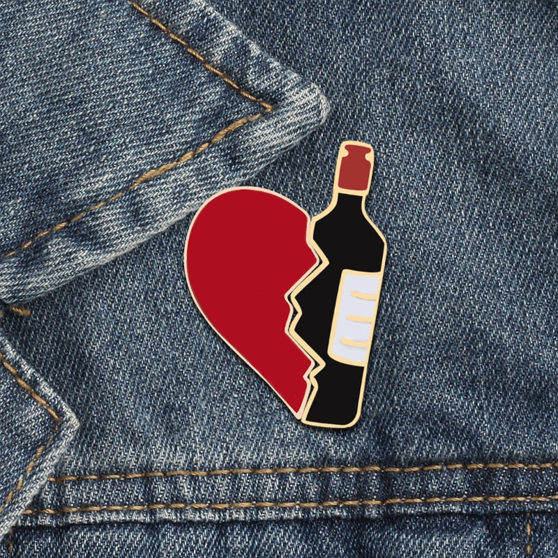 Ensemble de broches - vin et cœur
