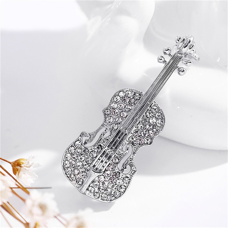 Broche - violon avec zirconia