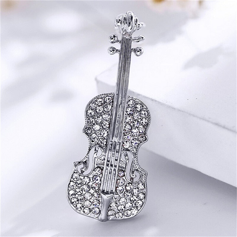 Broche - violon avec zirconia
