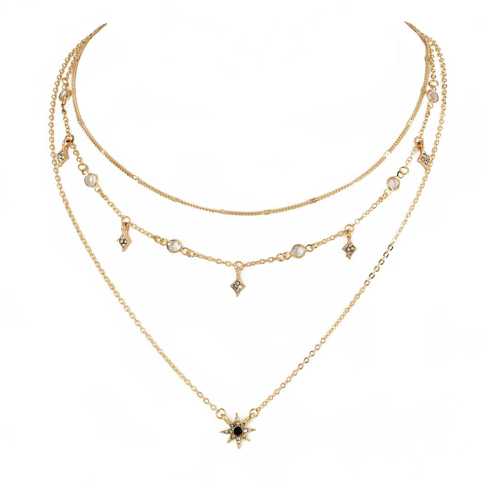 Collier triple avec pendentifs
