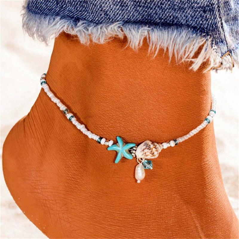 Bracelet de cheville avec des coquillages