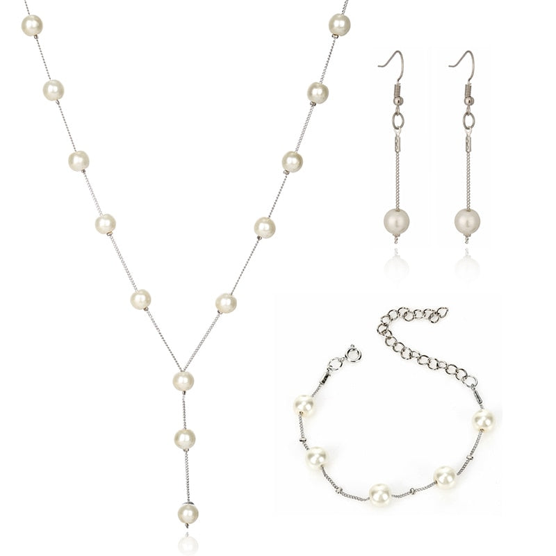 Ensemble avec perles d'imitation