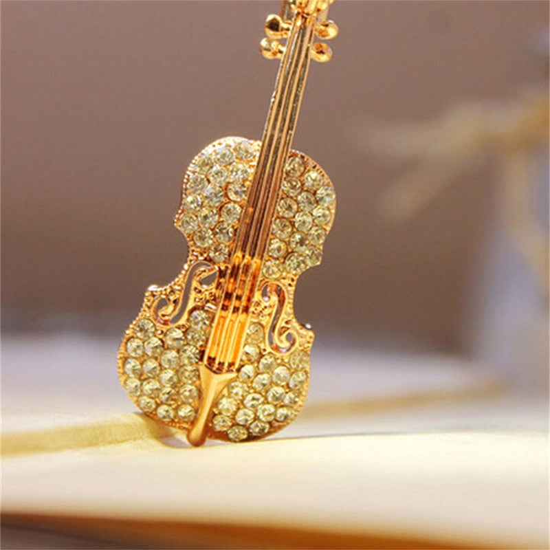 Broche - violon avec zirconia