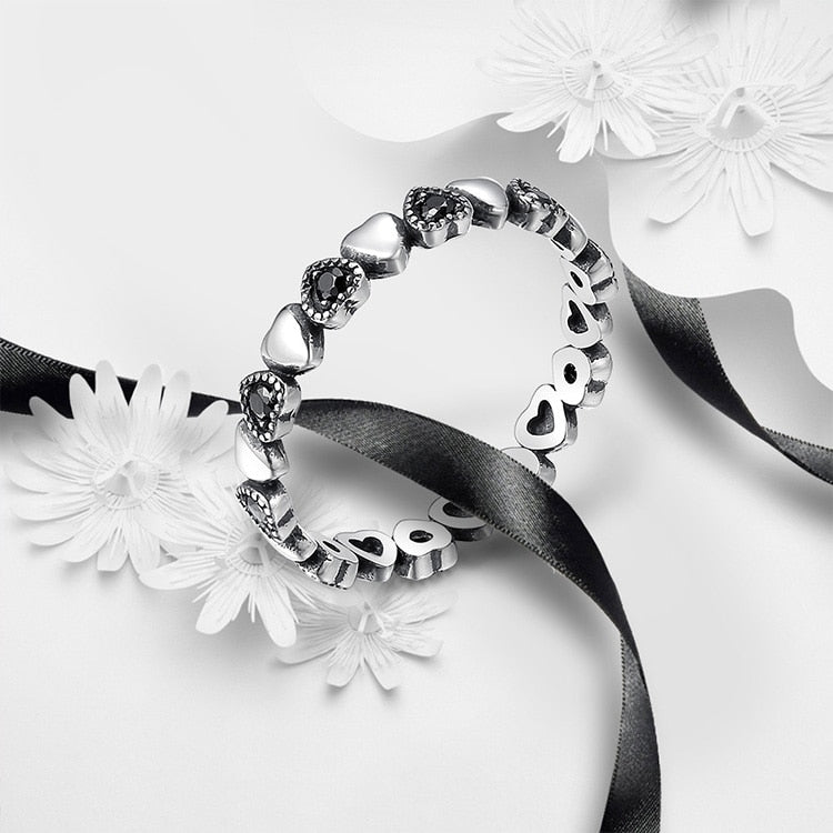 Bague en argent - cœurs