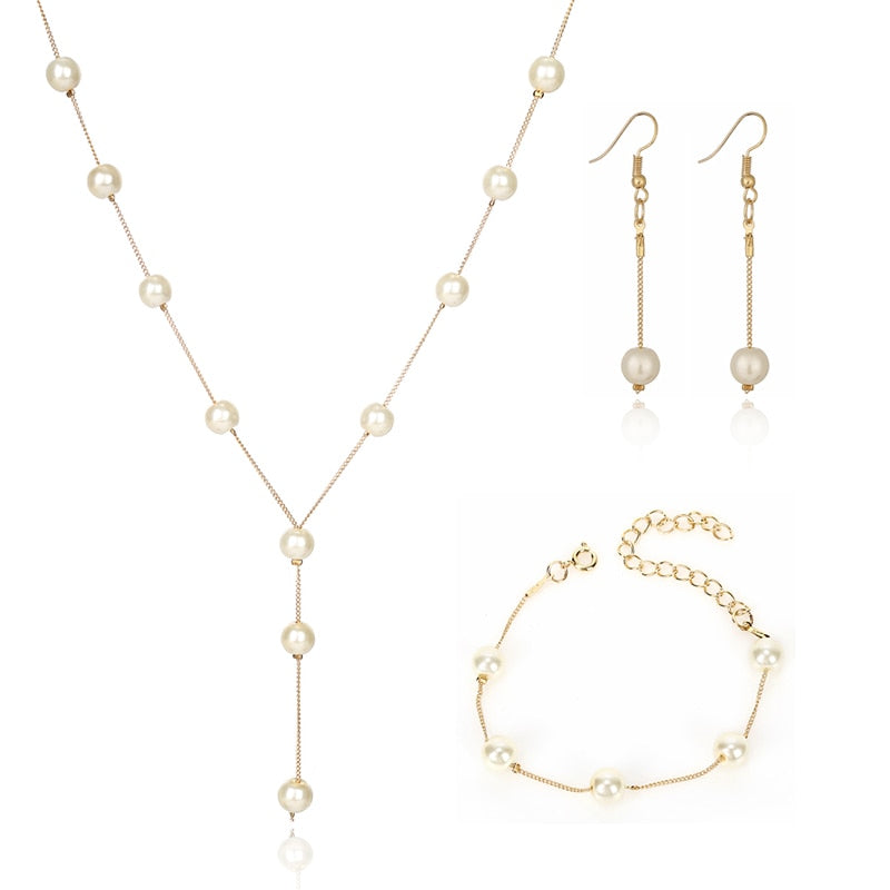 Ensemble avec perles d'imitation