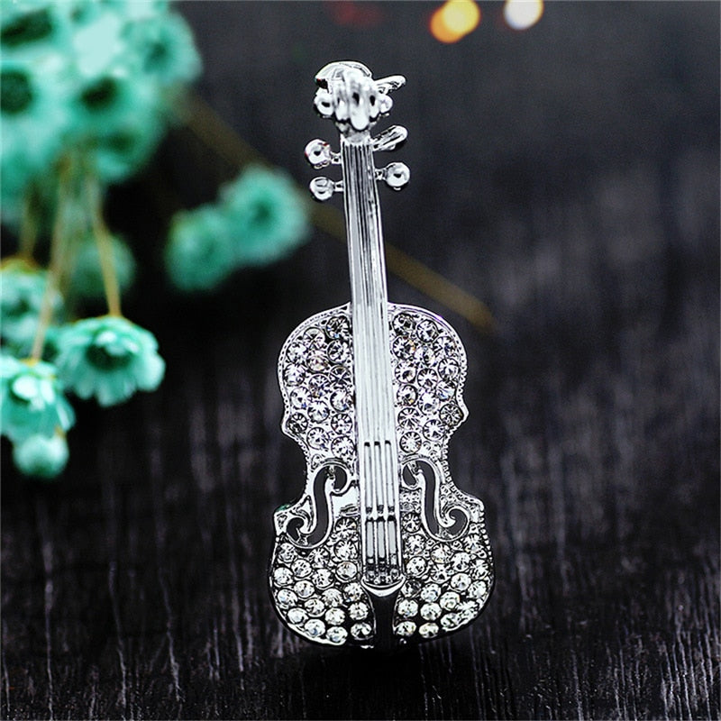 Broche - violon avec zirconia
