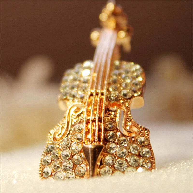 Broche - violon avec zirconia