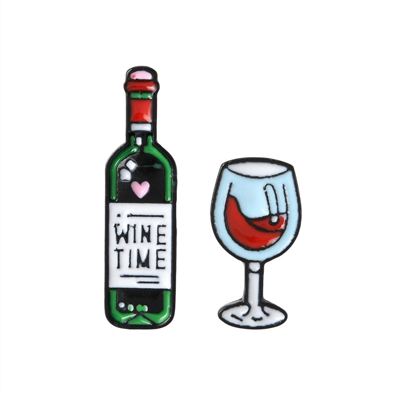 Ensemble d'épingles - vin et verre