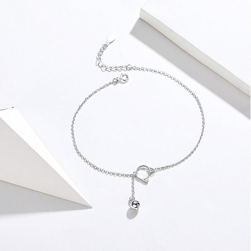 Bracelet de cheville en argent avec motif de chat