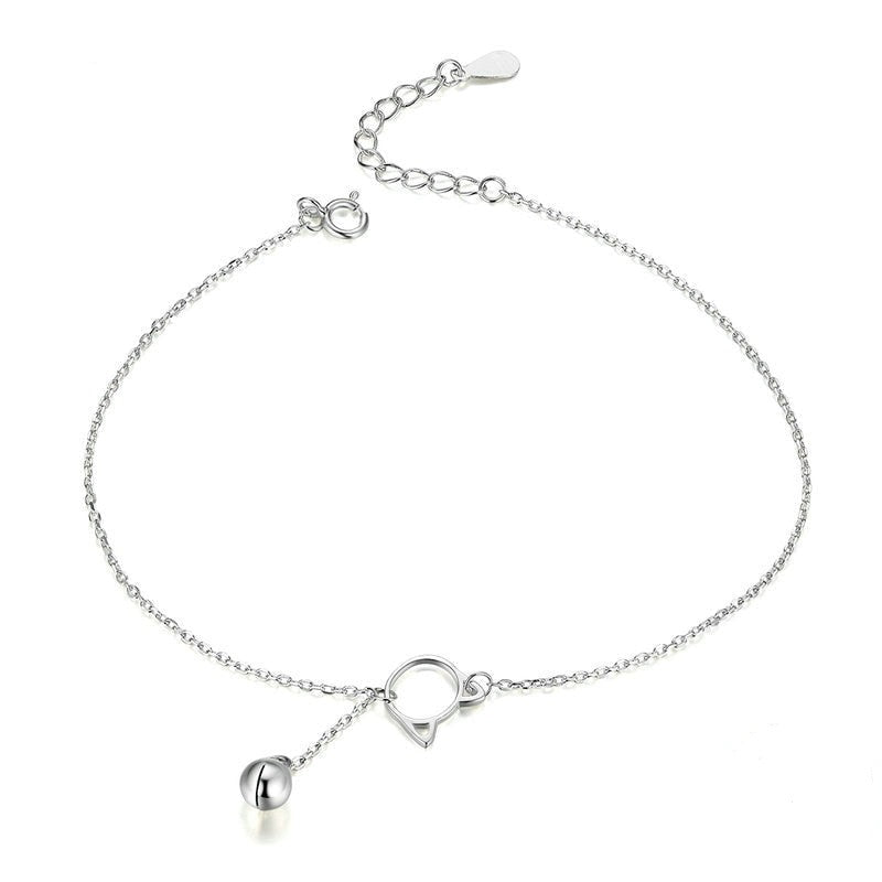 Bracelet de cheville en argent avec motif de chat