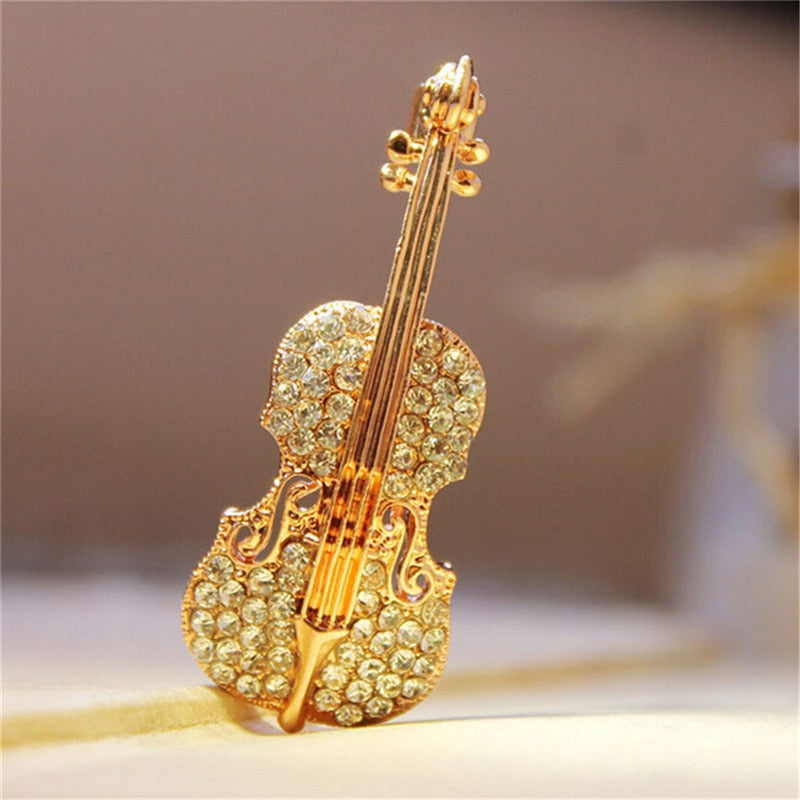 Broche - violon avec zirconia
