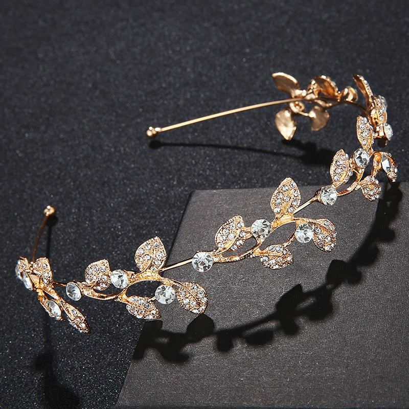 Bandeau pour cheveux - feuilles avec zircons