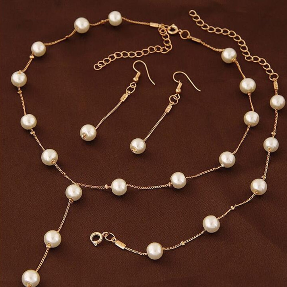 Ensemble avec perles d'imitation