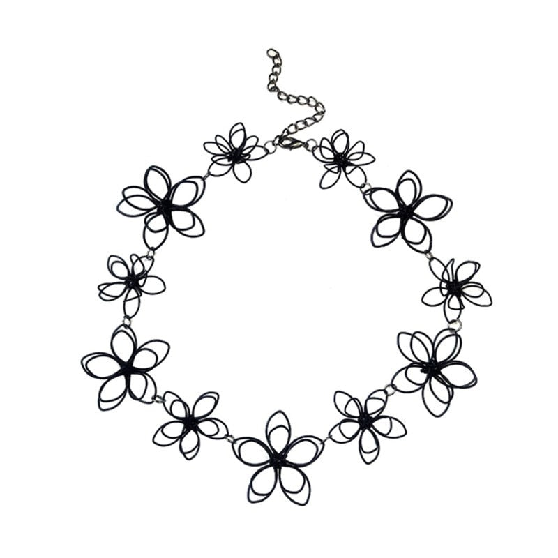 Collier ras du cou - fleurs