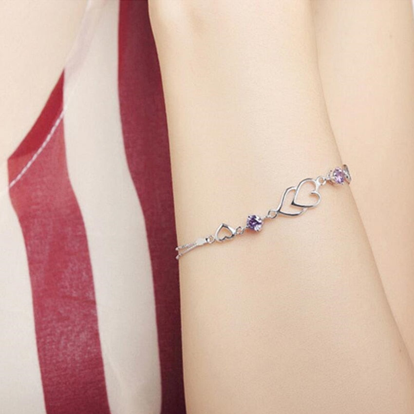 Bracelet avec motif de cœur en argent