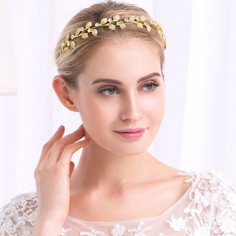 Bandeau pour cheveux - feuilles avec zircons