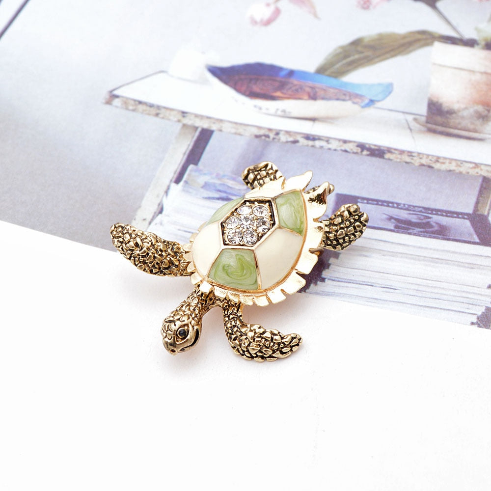 Broche de tortue avec zirconia