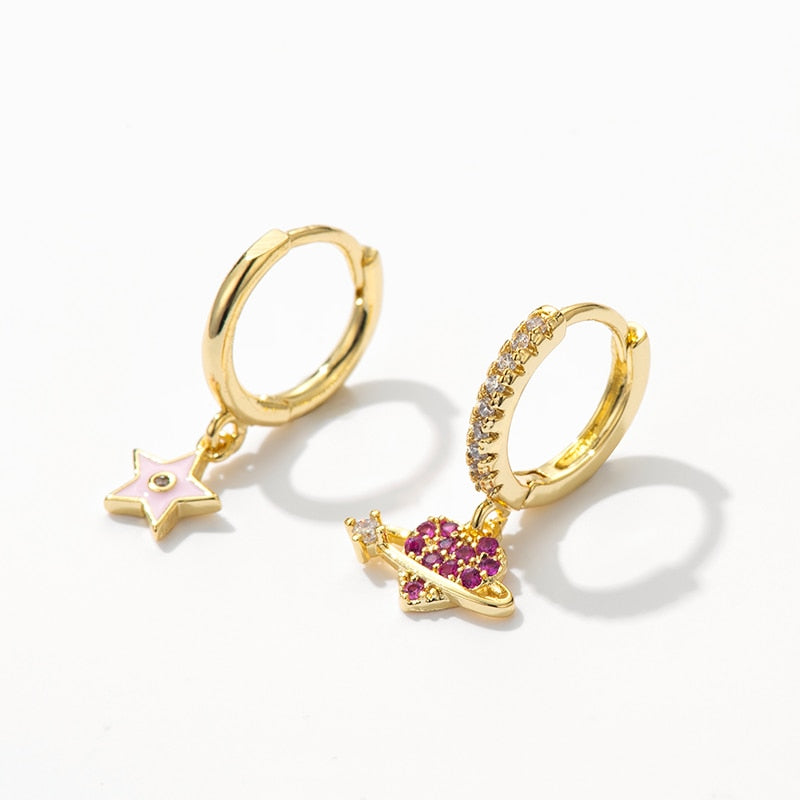 Boucles d'oreilles - étoile et cœur