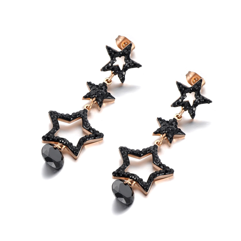 Boucles d'oreilles noires - étoiles