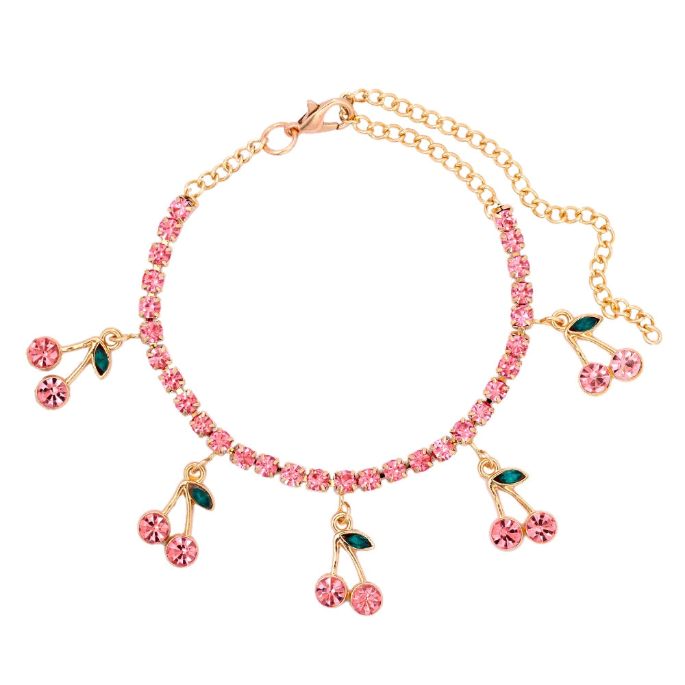 Bracelet de cheville avec des zircons - cerises