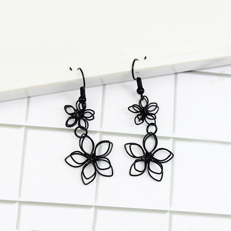 Boucles d'oreilles pendantes - fleurs