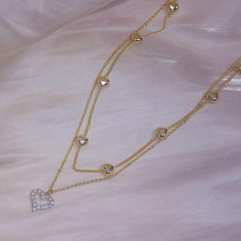 Collier double - cœurs