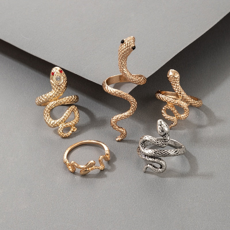 Ensemble de bagues à motif de serpent