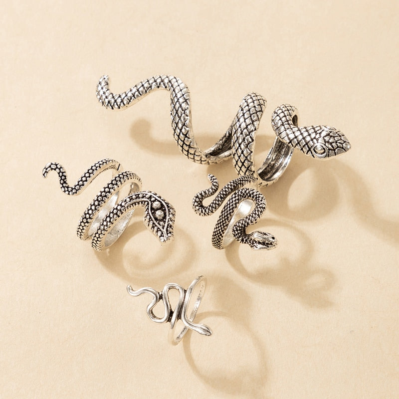 Ensemble de bagues à motif de serpent